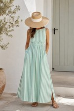 Universal Thread Green White Striped Sleeveless Maxi Dress XL NWT