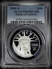 2000-W Proof $100 1 oz Platinum Eagle Statue of Liberty PCGS PR 69 DCAM 2789.94 per troy oz