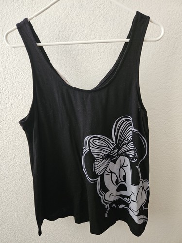 Disney Minnie Mouse Vintage Black Tanktop With Striped Bow In The Back Size L