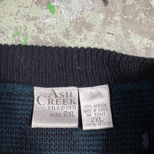Vintage 90s Ash Creek Trading Colorful Knit Geometric Sweater Size 2XL Abstract - Picture 7 of 8