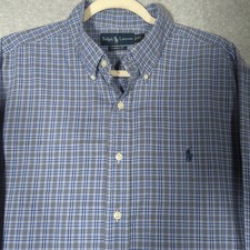 Polo Ralph Lauren Oxford Plaid Shirt Mens XL Blue Button Down VTG Y2K Retro 90s