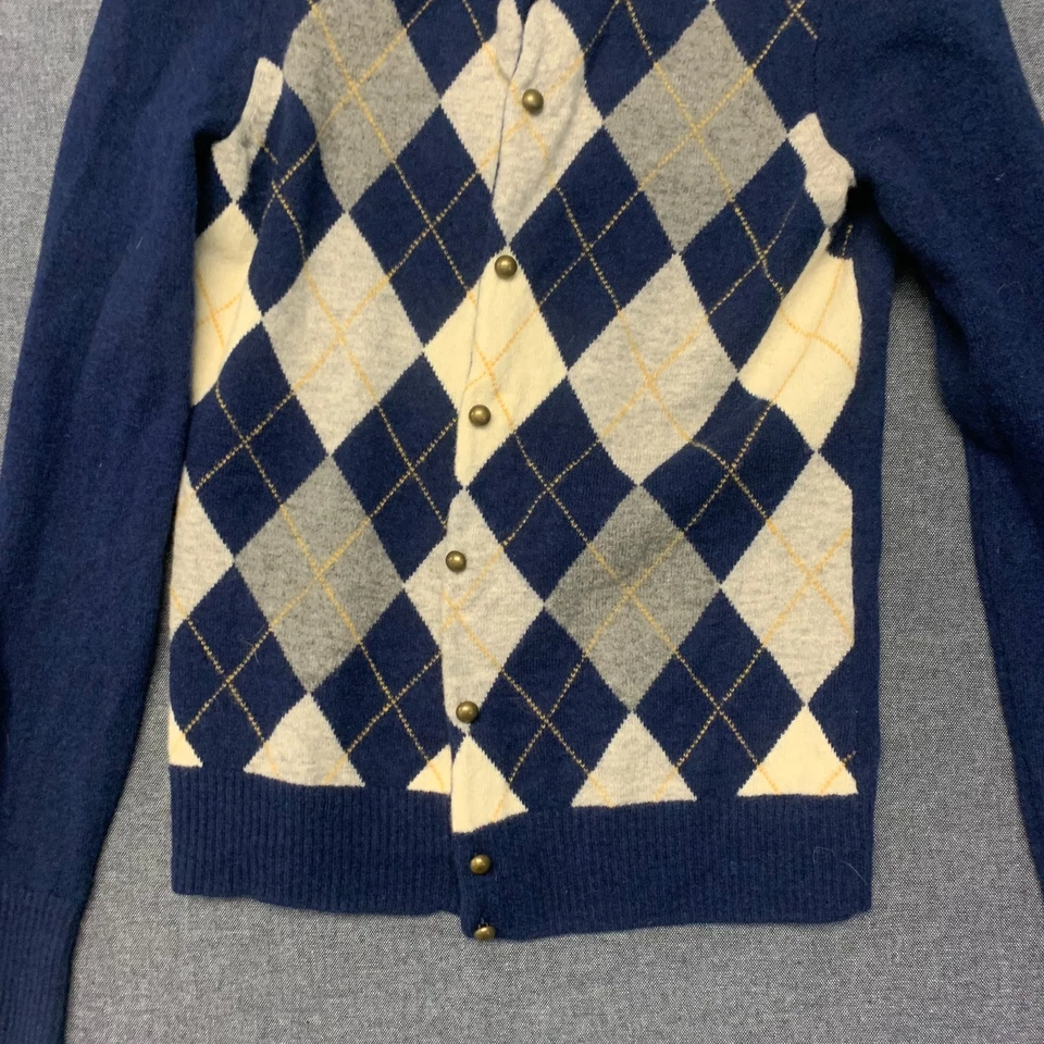 Женский свитер J.Crew размер XS синий кардиган на пуговицах спереди аргайл опрятный классический - Изображение 3 из 4
