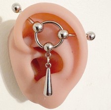 Beautiful TEARDROP Industrial Barbell 14g 1-1/2" Length Surgical Steel.