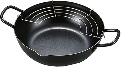 Yoshikawa Japanese Tempura Iron Frying Pan Pot 9.4in 24cm Cooking