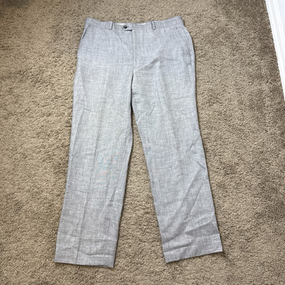 Stafford Classic Fit Gray Dress Pants Linen Wool Blend Men's 38X32 | eBay
