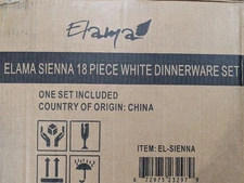 Elama Sienna 18 Piece Porcelain Dinnerware Set in White