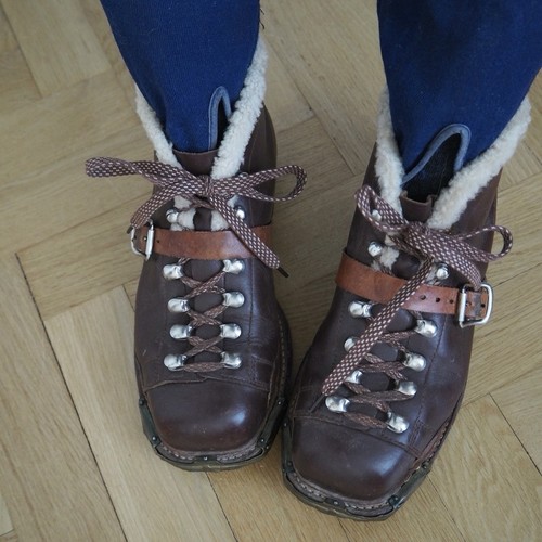 Vintage 1940s Leather Ski Boots | Sturdy Walking Boots