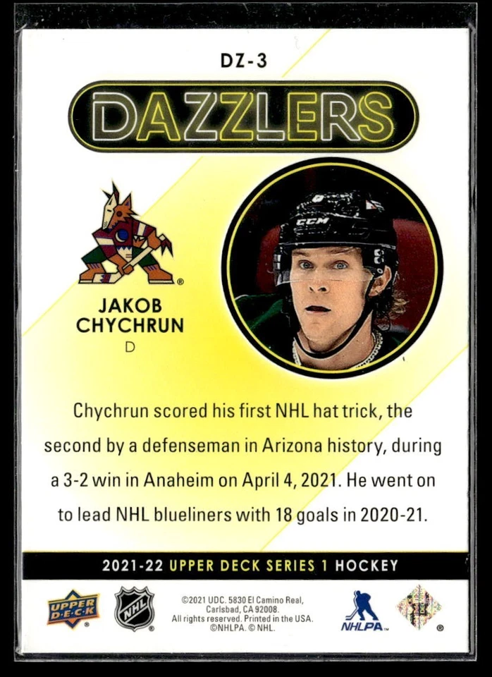 2021-22 Upper Deck Series 1 Dazzlers Blue #DZ-3 Jakob Chychrun - Image 2 of 2