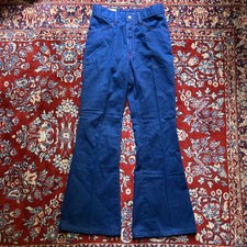 Vintage Mann 60s 70s Kids Youth Denim Bell Bottom Flare Blue Jeans Pants Size 12