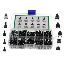 180PCS 10 Type 6X6 Light Touch Switch Push Button Switch Kit Assortment T2N9