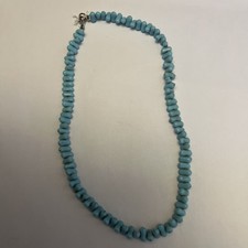 Old vintage turquoise bead necklace glass or ceramic Not plastic spare repair 