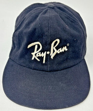 RARE Ray-Ban Vintage Snapback Hat Black Cotton Cap MADE IN USA One Size