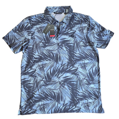 Travis Mathew Polo Golf Shirt | Men's XL | Tropical, Blue | Performance Stretch