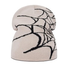 Y2K Beanie for Men Women Knitted Hat Winter Cap Gothic Spider Web Design Warm...