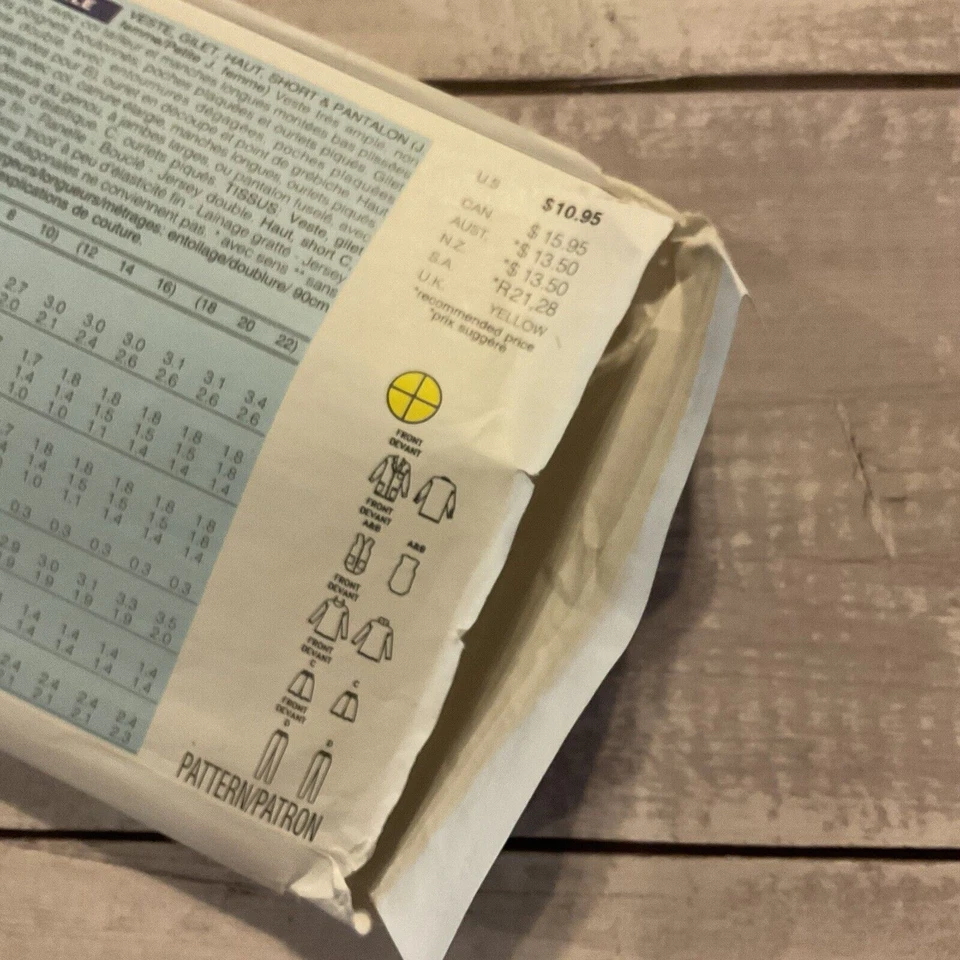 Butterick 3632 Sewing Pattern Tunic Top Jacket Vest Pants Shorts Sz 18-22 UNCUT - Image 4 of 4