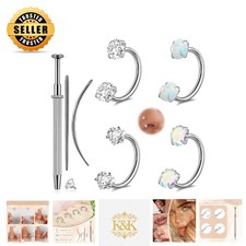 18G Nose Ring Jewelry Set - Elegant Hoops  Studs in Stainless Steel with Tools
