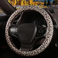 Leopard Print Steering Wheel Cover With Silicone Inner Ring Non-toxic Odorless