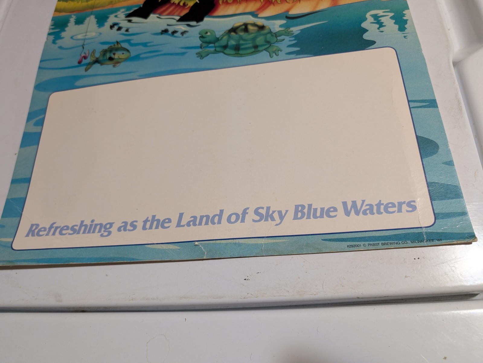 Vintage Hamm's Beer Cardboard Counter Sign Display W Bear Fishing 