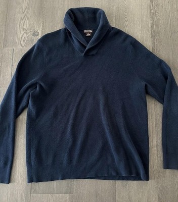 MICHAEL Michael Kors Sweater Mens 2XL Blue Shawl Collar Cotton Knit Pullover