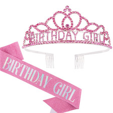 Birthday Crown for Women Birthday Girl Sash for Women Birthday Tiara for Women B