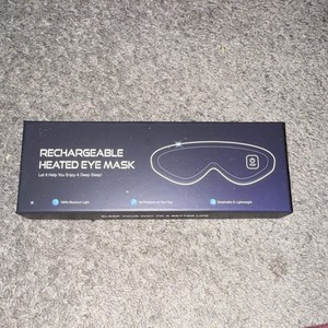Rechargeable Heated Eye Mask Black with Blackout Light & Pressure on Eye