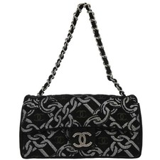 Chanel Black Canvas Chain Print Handbag 134881