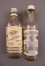 2 Tequila Sauza, Rodriguez, Mini Glass Liquor Bottles EMPTY