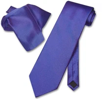 Antonio Ricci NeckTie Handkerchief Blue with Red Ribbed Lines Mens Neck Tie Set