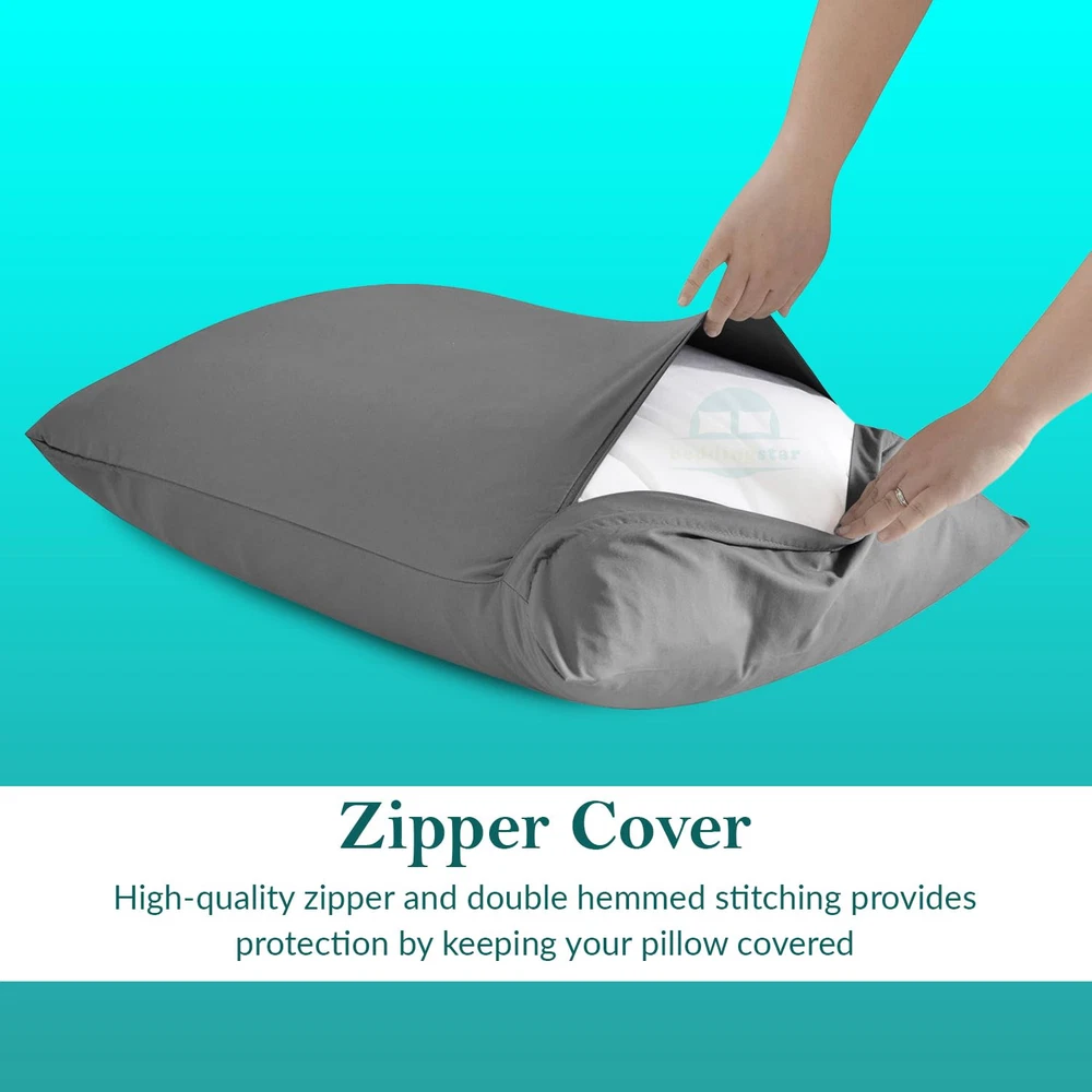 Travel Pillow Case 14x20 Egyptian Cotton Set of 2 Zipper Travel Pillowcase 60...