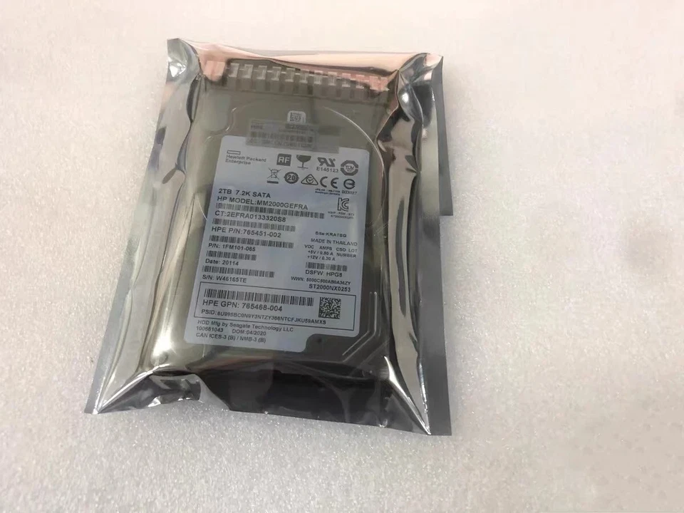 NEW HP 765455-B21 2TB SATA 6G MIDLINE 7.2K SFF (2.5IN) SC 512E DS HDD 765869-001 - Image 2 of 4