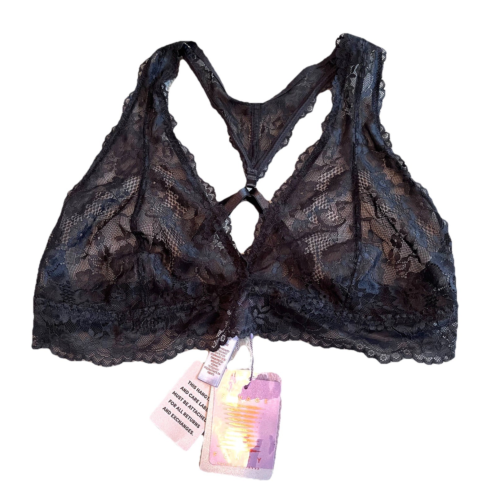 Savage X Fenty Unlined BRALETTE,  Lace Racerback BRALETTE Size XL New