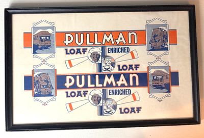 PULLMAN Loaf Enriched Bread Wrapper Bakery Railroad Train Design Baking Framed