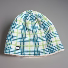Burton Blue Green Plaid Ski Snowboard Beanie Sock Cap Hat Fleece Lined OSFM