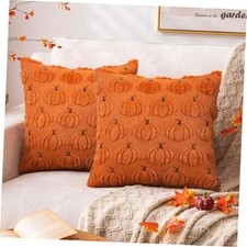 Fall Pillow Covers 18x18 Inch  Set of 2 18" x 18" Pack of 2 Rust Pumpkin