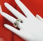 Vintage Sterling Silver Band Ring 18K Gold Accent Handcrafted Fine 925 Jewelry