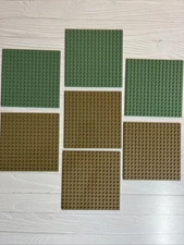 LEGO LOT 7 PC 16X16 BASEPLATES SAND GREEN DARK TAN BASE PLATE BUILDING PIECES