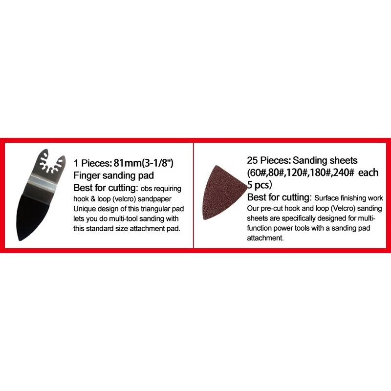 Triangular Multi Tool Sander Pad with 25 Sanding Sheets for Oscillating Tools