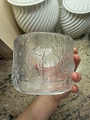Orrefors Sweden Crystal Bowl Nobel Pattern Scandinavian Art Glass Vintage Signed
