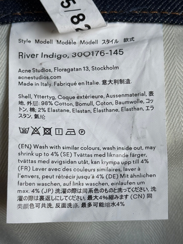ACNE STUDIOS Bla Konst River Indigo Raw Denim Jeans size W 30 / L 30 Neu BNWOT - Bild 6 von 7