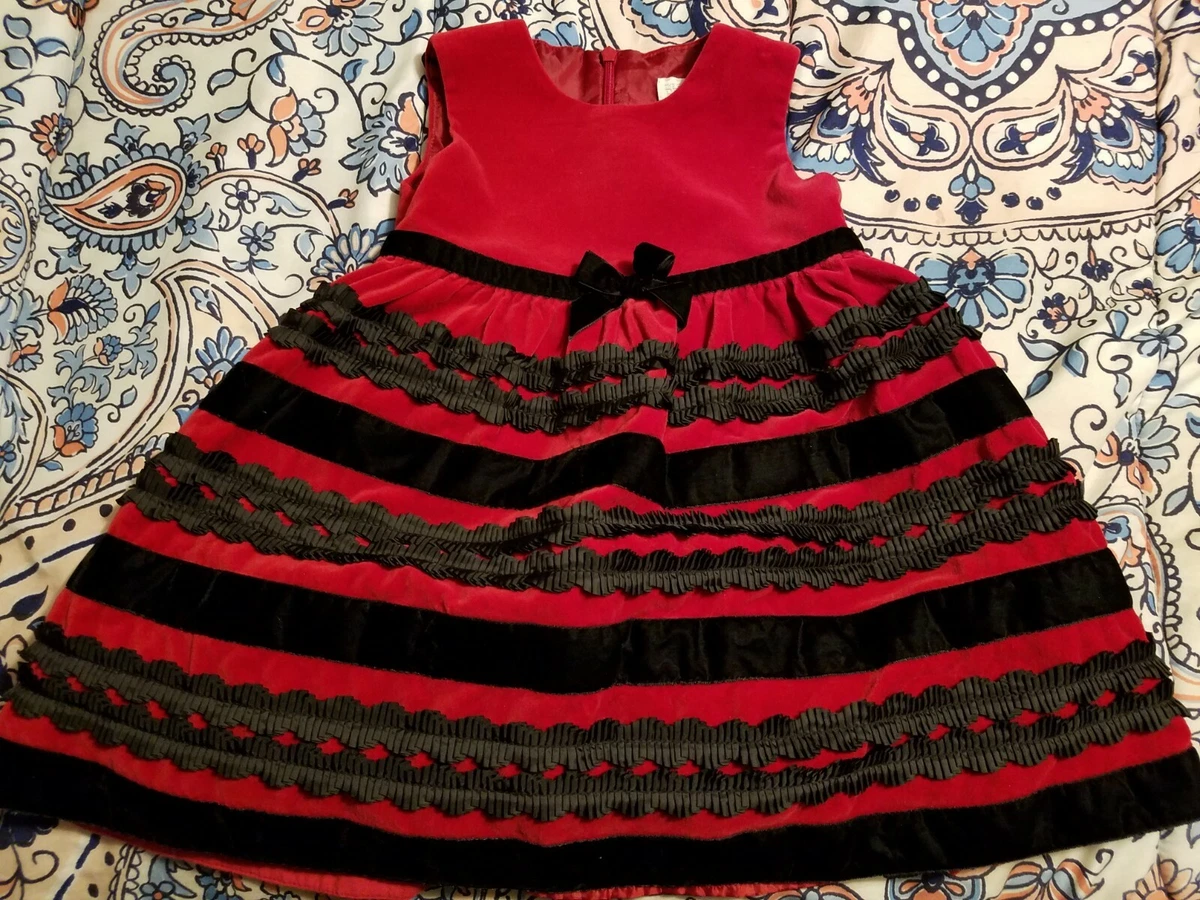 The Childrens Place Girls 3T Christmas Dress Party Holiday Red Bow Velvet feel