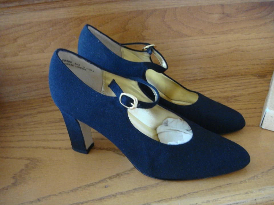 Апостроф римский женщин черная ткань Mary Janes каблуки размер 6,5 М Comp кожаная подошва - Изображение 2 из 4