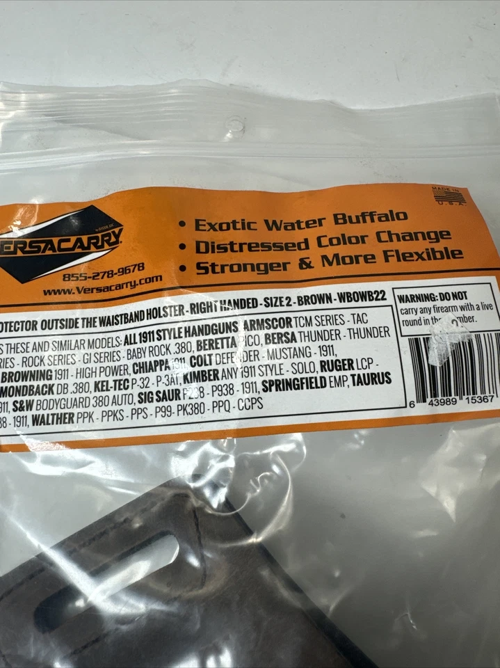 PROTECTOR VERSACARRY S1 BÚHO DERECHO TALLA 2 MARRÓN ENVEJECIDO - SIN USAR Foto 2 de 4