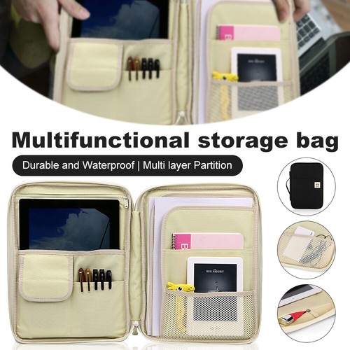 Oxford Fabric Document Bag Zippered File Bag with Handle Waterproof Bag File