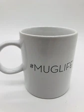 Coffee/ Tea Mug Cup Room Essentials MUG LIFE"  WHITE AND  BLACK  LETTERS