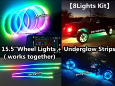 15.5"Remote Bluetooth Multifunction CHASING LED Wheel Lights + Underglow Strips