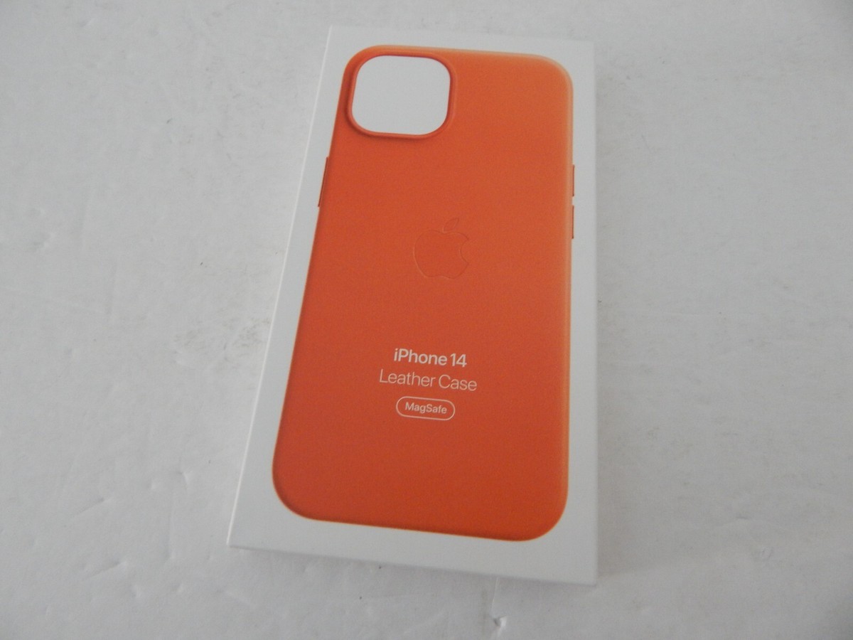 Apple Leather Case with MagSafe for iPhone 14 - Orange for sale