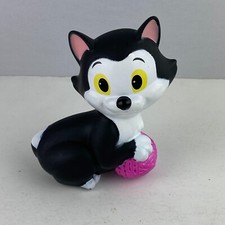 Disney Pinocchio Figaro Black White Tuxedo Cat Rubber Non Squeaker Toy