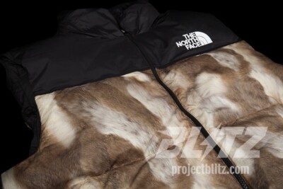 FW13 SUPREME THE NORTH FACE TNF FUR PRINT NUPTSE VEST BROWN SIZE S
