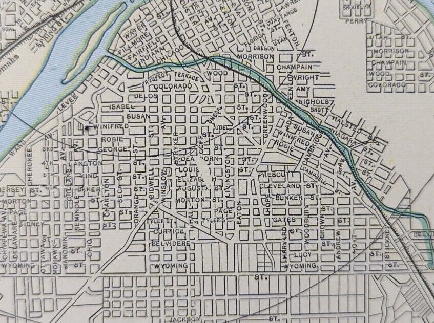 1899 Minneapolis, St Paul, Minnesota, United States, Antique Baedeker Map,  Print