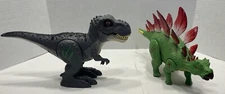 Zuru Robo Alive Dinosaurs Lot Of 2 Green Stegosaurus & Gray TRex Walks Sounds